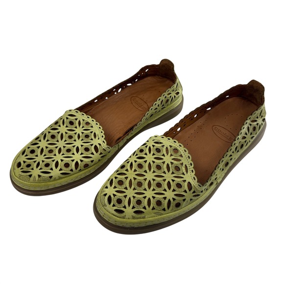CoolS 21 Shoes - Women’s Laser-Cut Green Slip-On Flats
